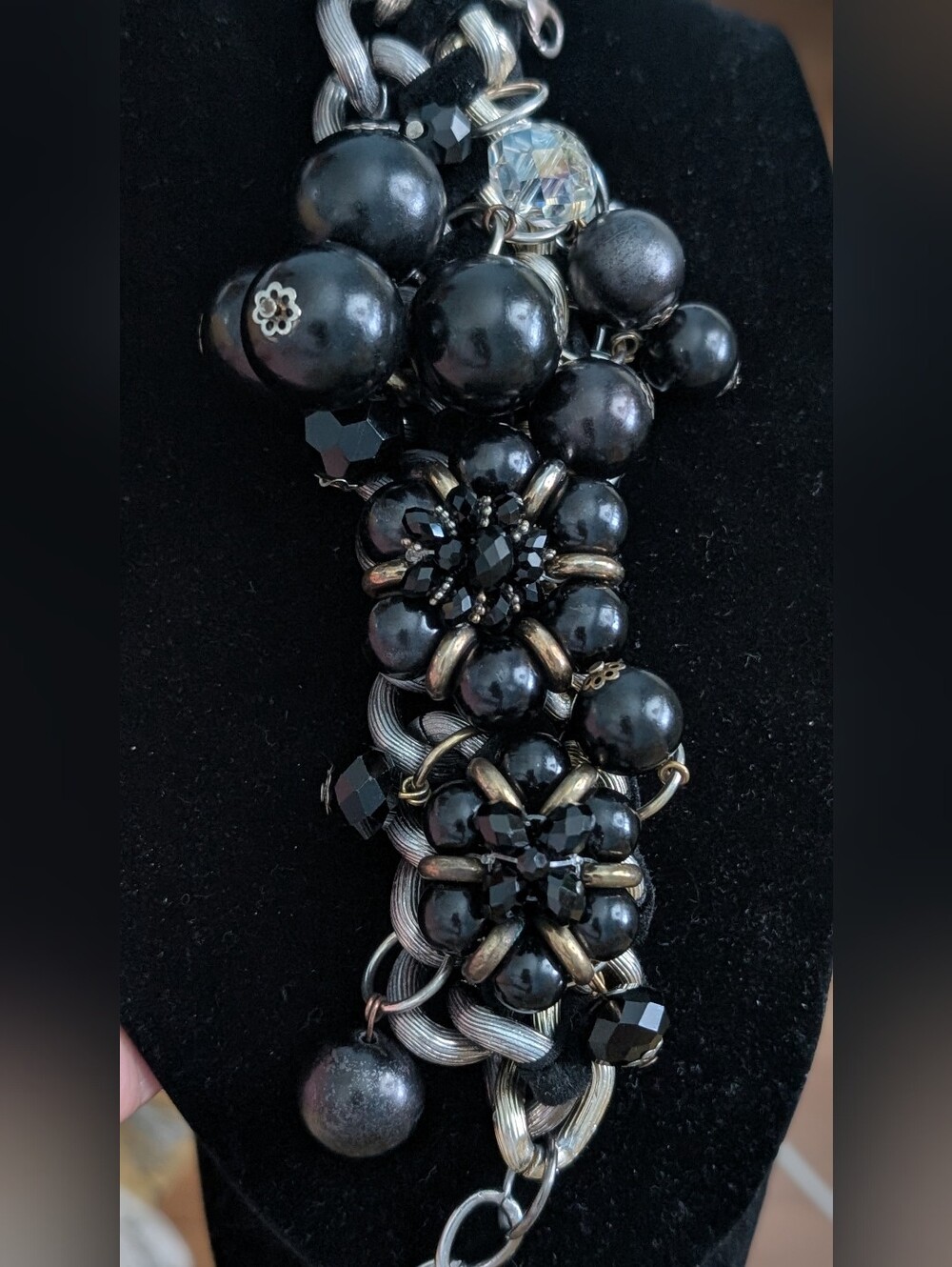 Black Beaded Statement Bracelet